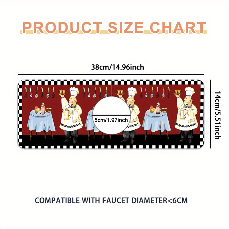 TEMU Pattern Faucet Draining Mat & Sink Splash Guard Pad: Waterproof, Quick-dry, Natural Rubber Non-slip, Durable, Easy To Clean, Ideal For Kitchen, Bathroom, Cafe, And Housewarming Gifts