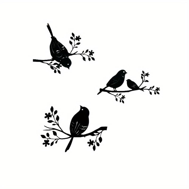 TEMU 3pcs Rustic Metal Bird Wall Decor, 3d Silhouette, Indoor And Outdoor Hanging Art, Festive Holiday Decorations For Christmas, Halloween, Thanksgiving, No Electricity Needed, Featherless