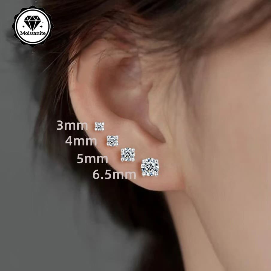 TEMU 4 Pairs Of Moissanite Earrings, 925 Silvery Needle-style Studs, Easy Jewelry For Women, Suitable For Birthday Gifts, Valentine's Gifts