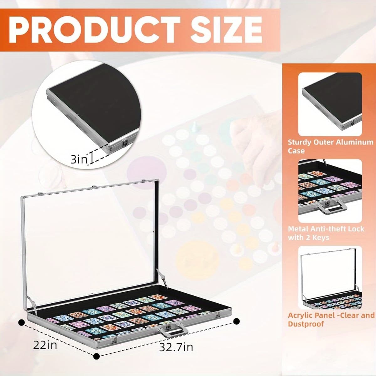 TEMU Portable Trade Show Display Case, 34x22in Aluminum Alloy Card Show Display Case With Lock, Large Table Card Display Case With Clear Acrylic Glass For Jewelry, Trading Card, Collectibles Shows
