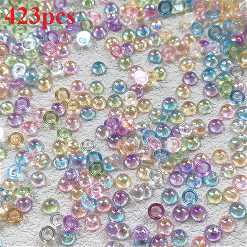 TEMU 423/578pcs 0.6cm/0.236in Mini Transparent, Ab Multicolor , Flat Acrylic, Additions, Headdresses, Nail Additions Hand-filled Materials