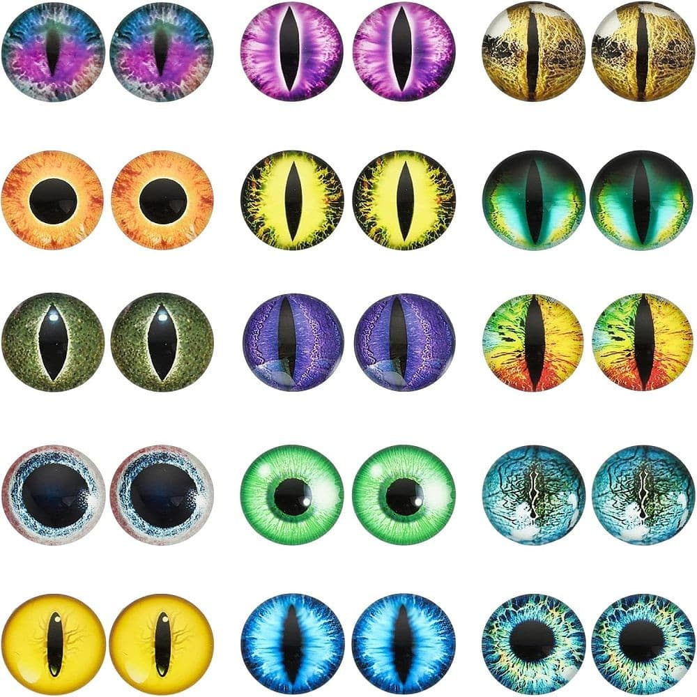 TEMU 2d Flat - 1box 30pcs 15styles Luminous Glass Cabochons Glow In The Dark Half Round For Craft Necklace Bracelet Making 20mm For Jewelry Making