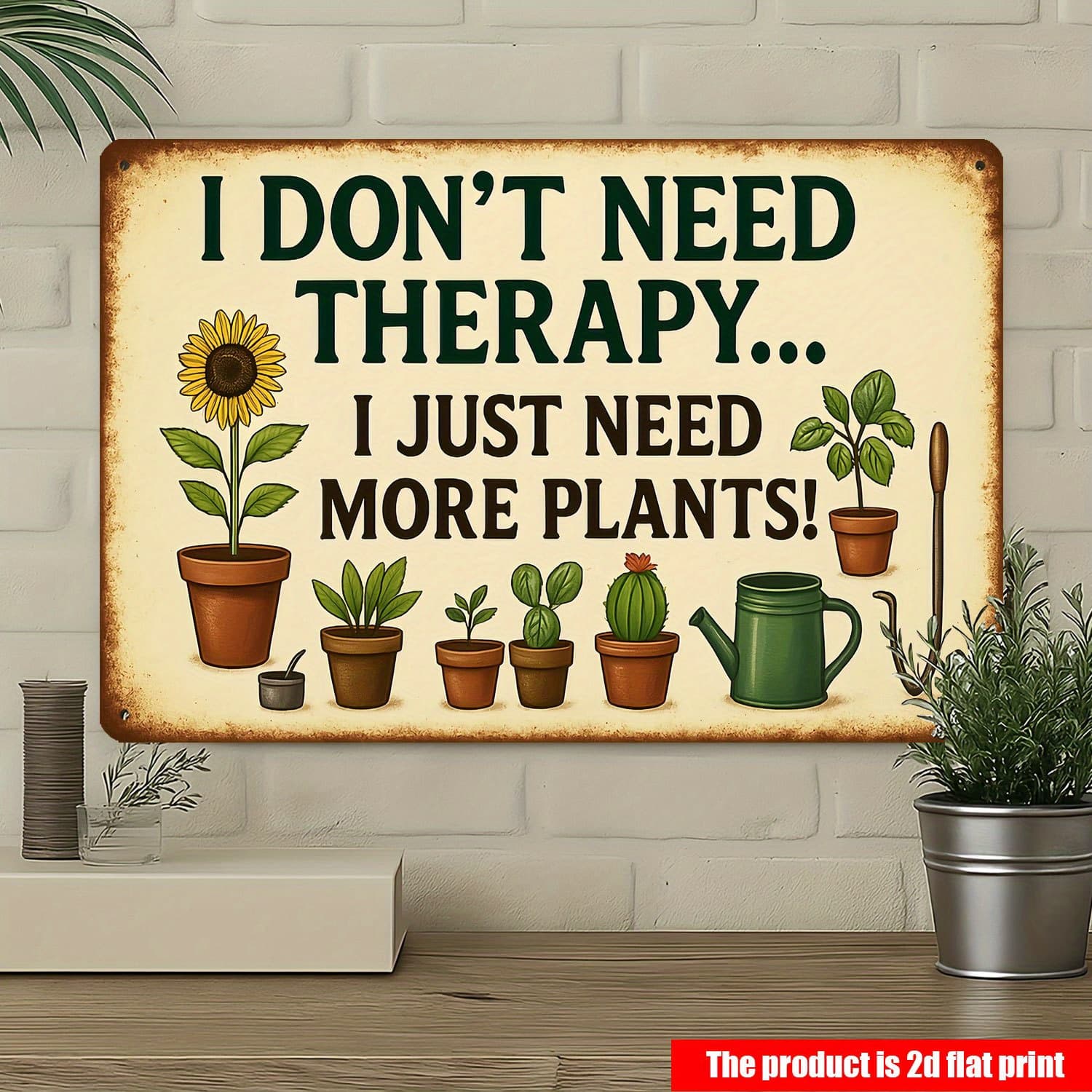 TEMU 2d Flat, Handmade Wood Wall Plaque " Need, I Plants" - Bohemian Botanical Plant Art Sign, Wood Grain Panel For Indoor/outdoor Decor, Housewarming Gift Suitable For Home, 2d Flat