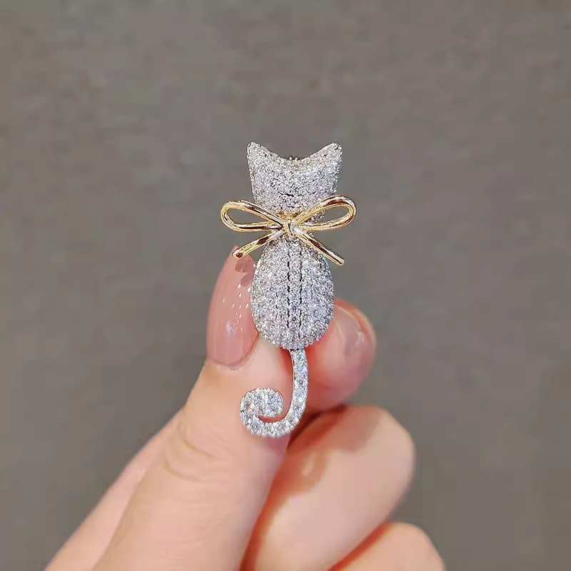 TEMU Cute Kitten Brooch Womens Animal Corsage Leak-proof Pin Sweater Coat Suit Accessory Halloween Christmas Gift