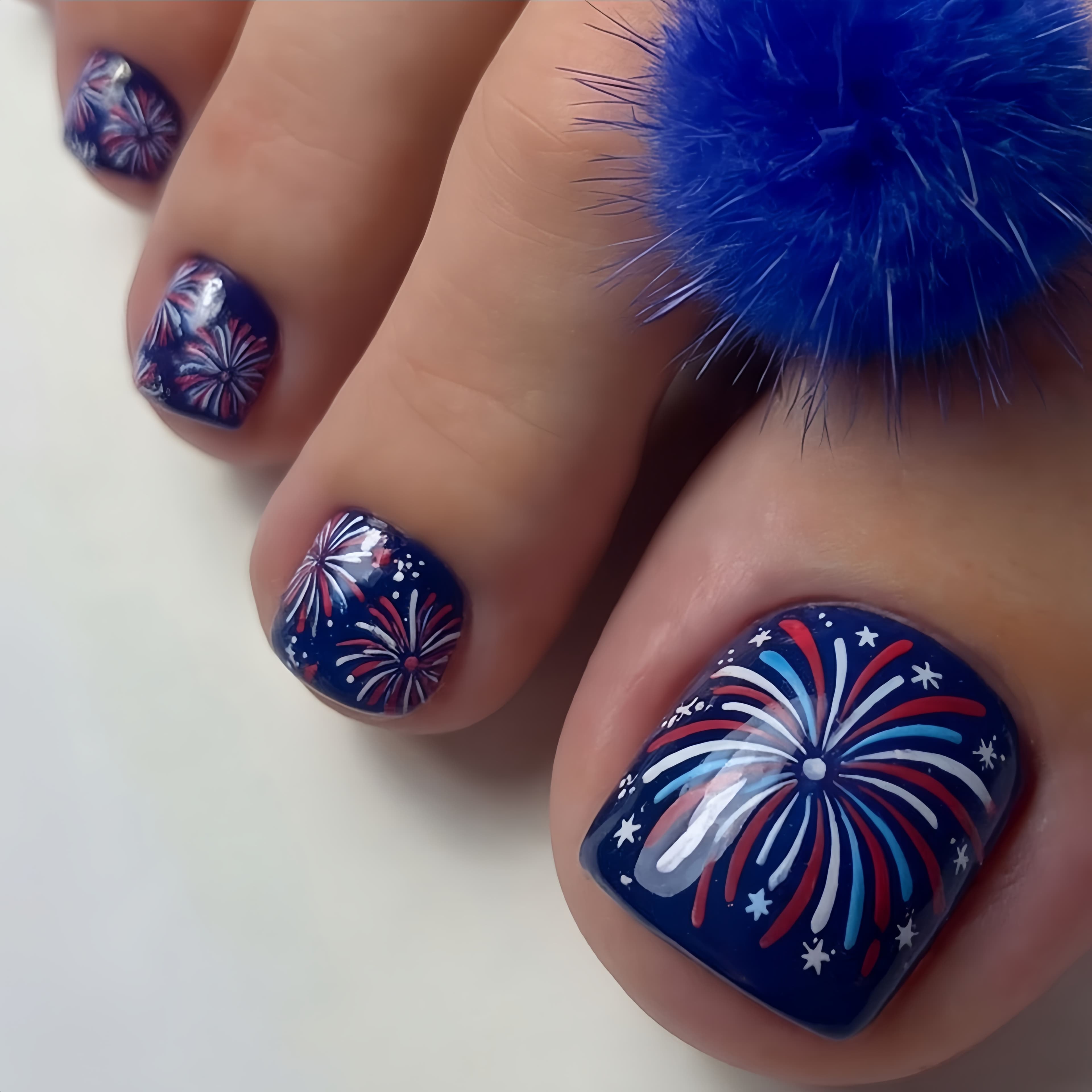 TEMU 24pcs Sapphire Base Firework Ray Texture Press-on Nails Short Square Stickers Reusable Cool Aesthetic Nails Removable Fake Nails