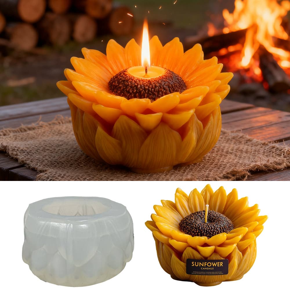 TEMU Sunflower Candle Mold - 3d Silicone Candle Making Mould For Diy Handmade Candles, Resin Crafts, Soap Making | Non - Stick, & Reusable Sun Flower Shaped Mould For Home Decoration, Party Favors &