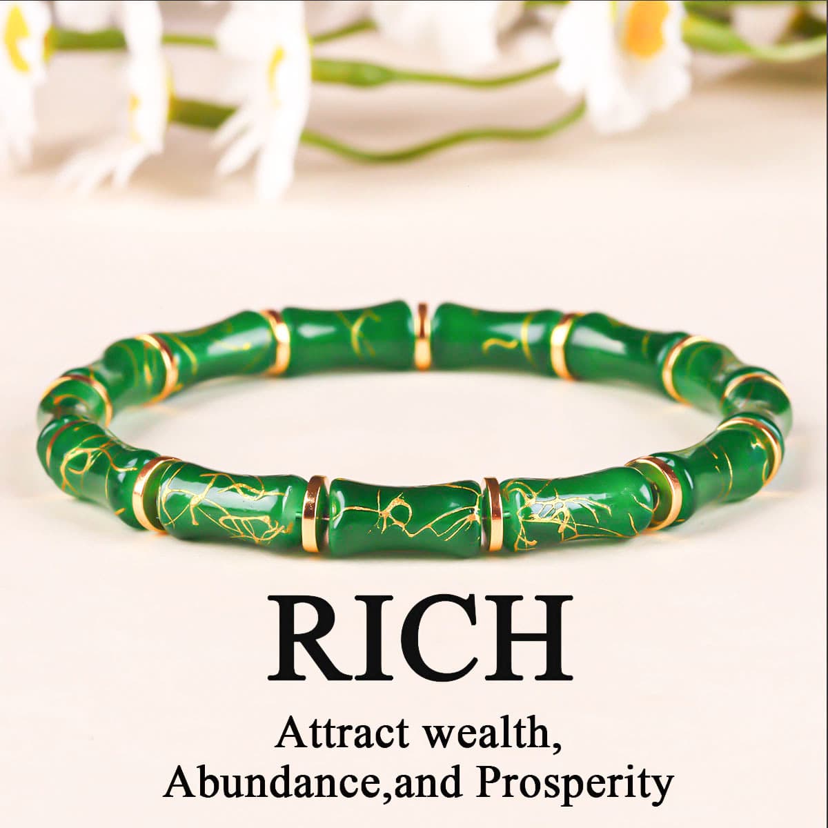 TEMU Women's Chinese Style Bamboo Knot Luck Bracelet With Artificial Crystal Beads - Bamboo Joint , Lunar New Year Gift, Daily Wear, Accessory (bead-free)