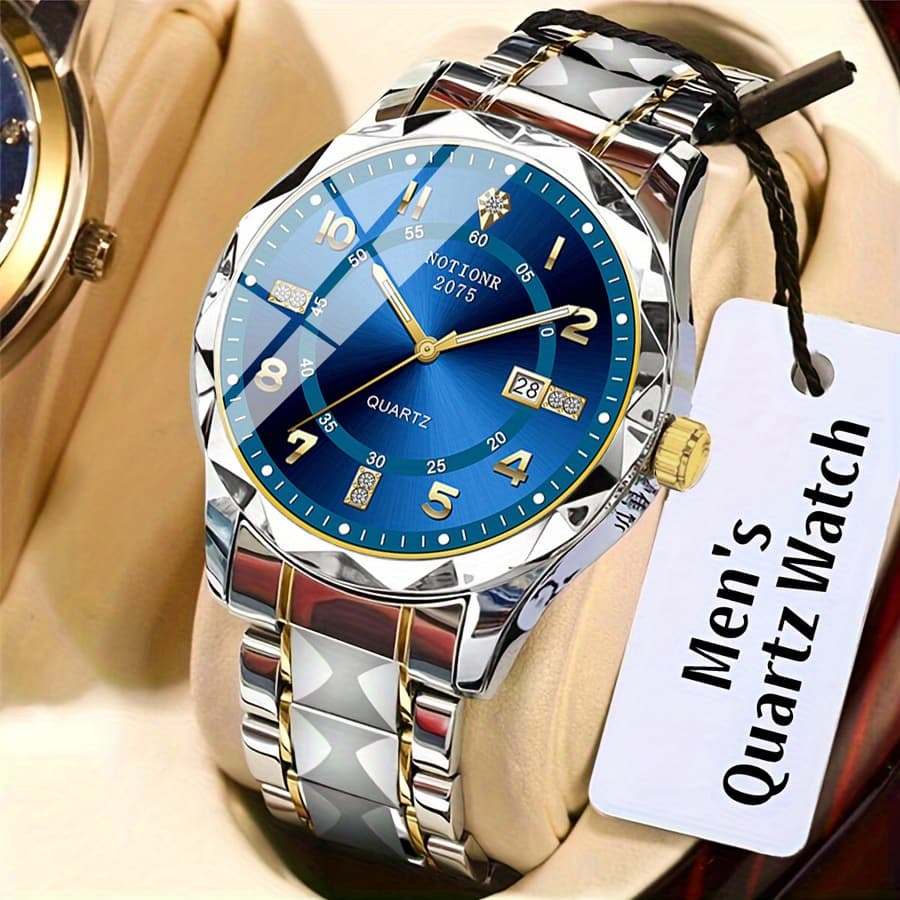 TEMU 1pc Men Watch Stainless Steel Strap Men's Roman Rhinestones Watch, Quartz Watch | Watch Design | Classic Watch | Ideal For Birthday, Holiday Gifts Valentine's Day