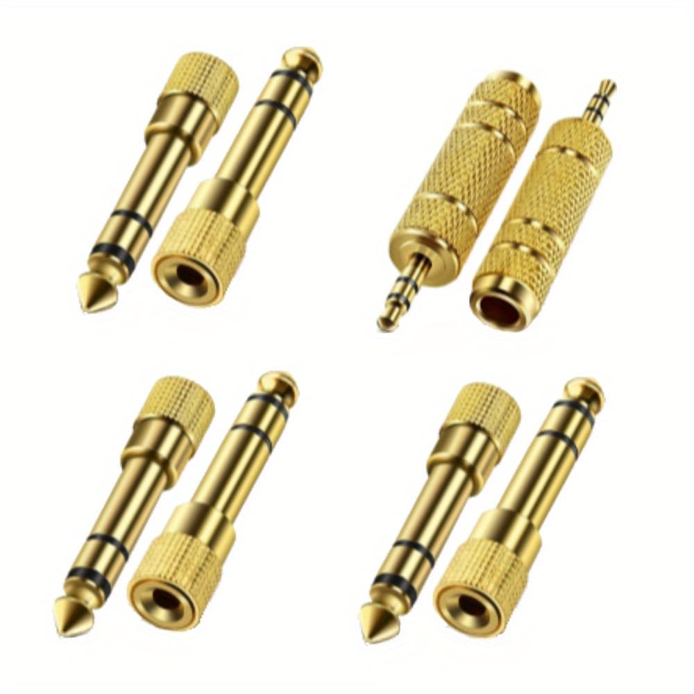 TEMU 8pcs Headphone Adapter (2pcs X 6.35mm And 6pcs X 3.5mm), Audio Stereo Plug Adapter, Dual Channel Adapter