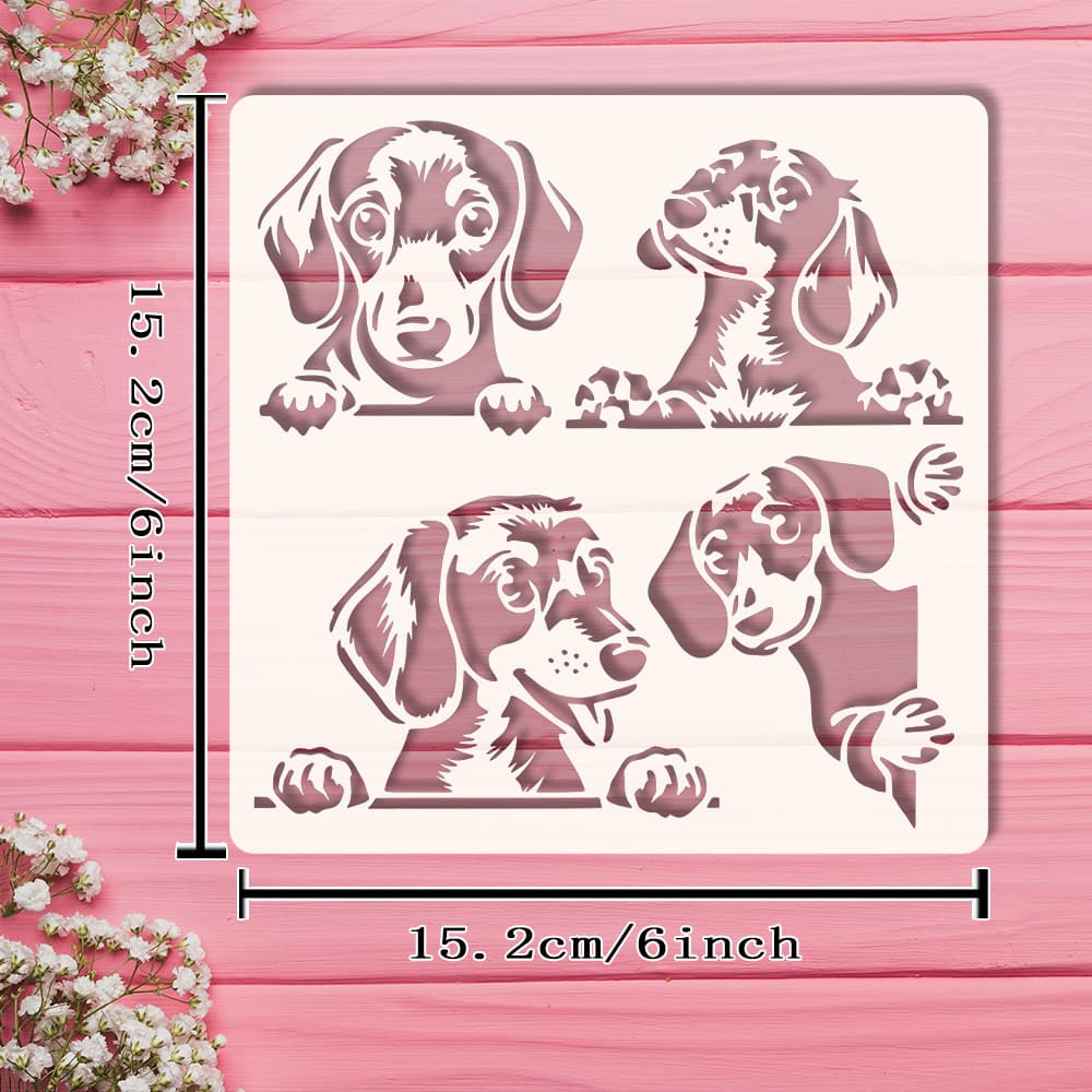 TEMU Dachshund Template, 6x6 Inches (15.2x15.2cm) - Adorable Puppy , Dog Story. For Craft Cutouts, Party Decor, Home Décor, Clothing, Wood, Canvas, Wall Art