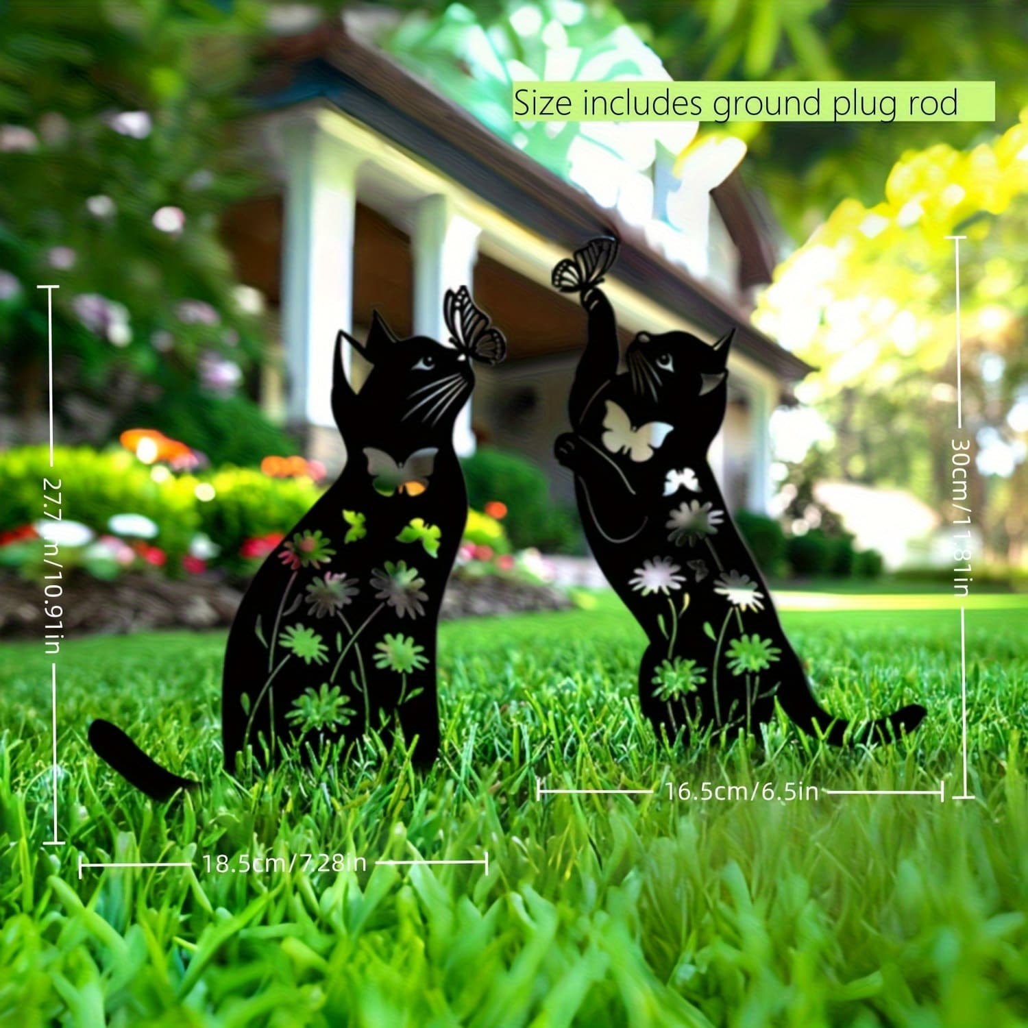 TEMU 2pcs Set Outdoor Cat Garden Decor, Acrylic Cat Decorative Garden Stakes, Black Cat Transparent Acrylic Outdoor Cat Decoration, Cat Garden Art, Suitable For Cat Lovers, Cat Yard Art Gift