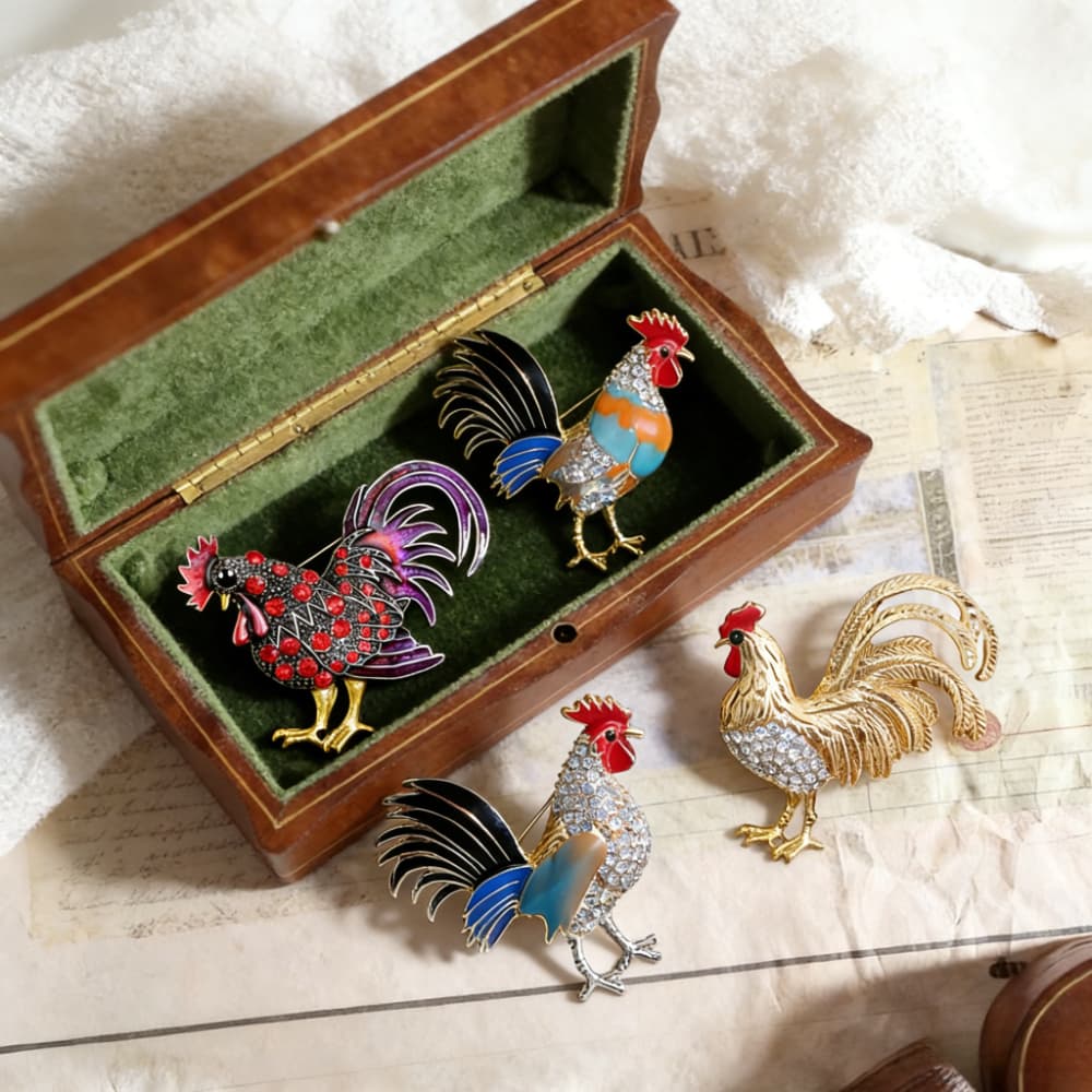 TEMU 4pcs Baroque Luxury Brooch - Vintage Rooster Animal Design Suitable For , Wedding,, Daily Wear, Elegant Jewelry Gift For, Wedding Accessories, Retro Suitable For Occasions