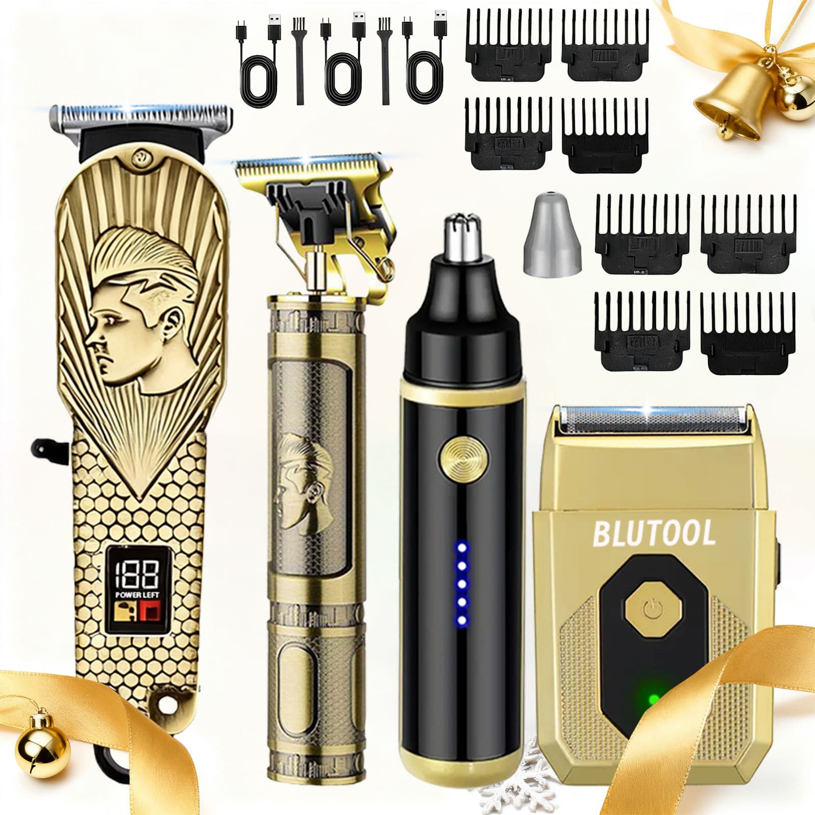 TEMU 2pcs/4pcs Men's Electric Hair Clipper & Nose Trimmer Shaver Set - Wireless Usb Professional Clippers Suitable For Personal Use, Hairdressing, Usb- Precision Trimmers Gift For Barber Tools