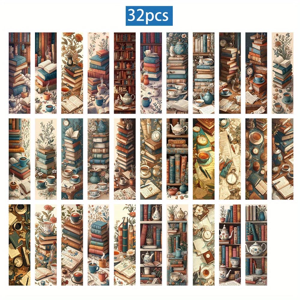 TEMU A Set Of 32 Vintage Book-themed Bookmarks, Featuring A Retro Coffee And Teapot Design That Adds A Touch To Your Pages. Each Bookmark Is Unique And Beautifully