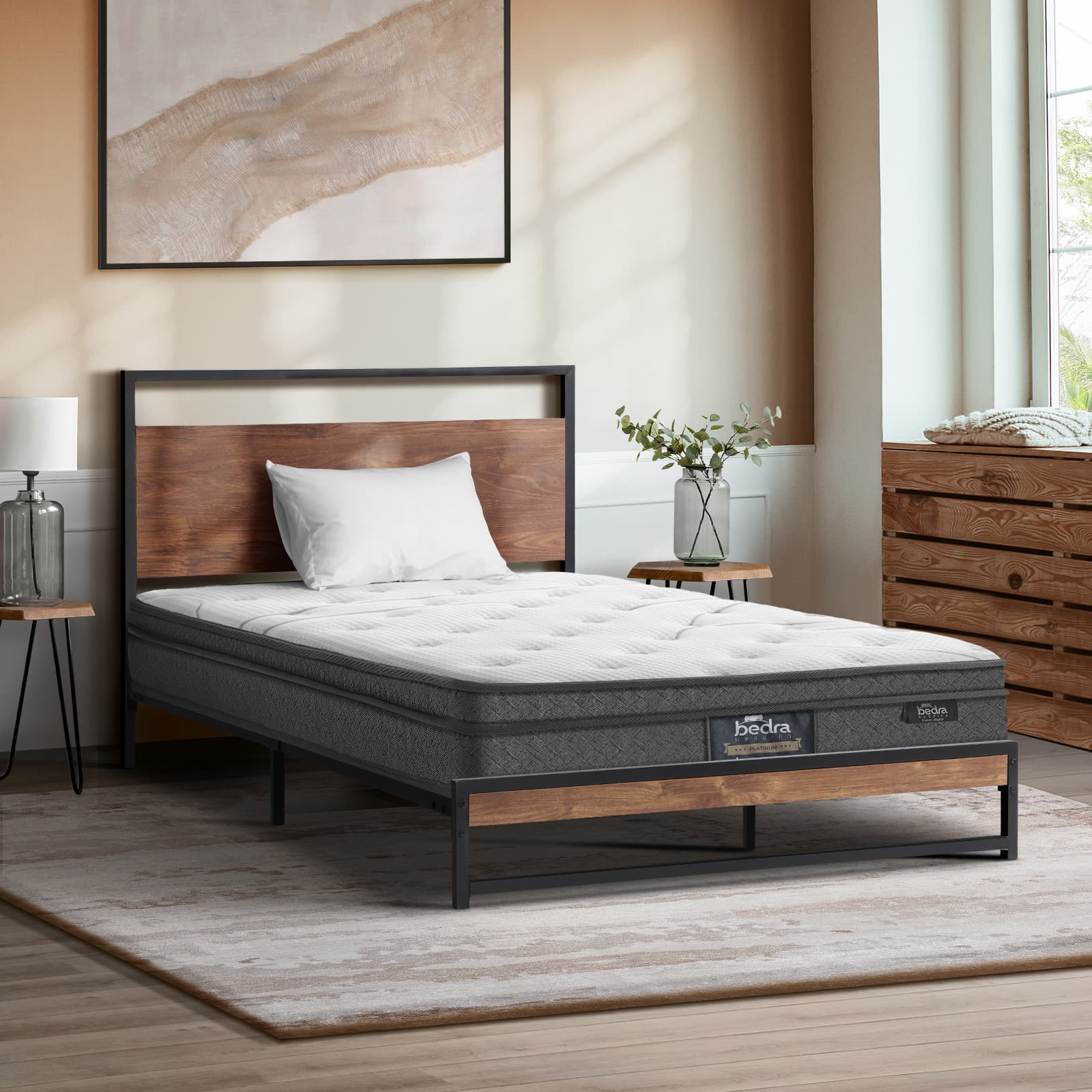 TEMU 91cm X 189cm X Single Mattress Spring Tight Top Bed Medium Firm