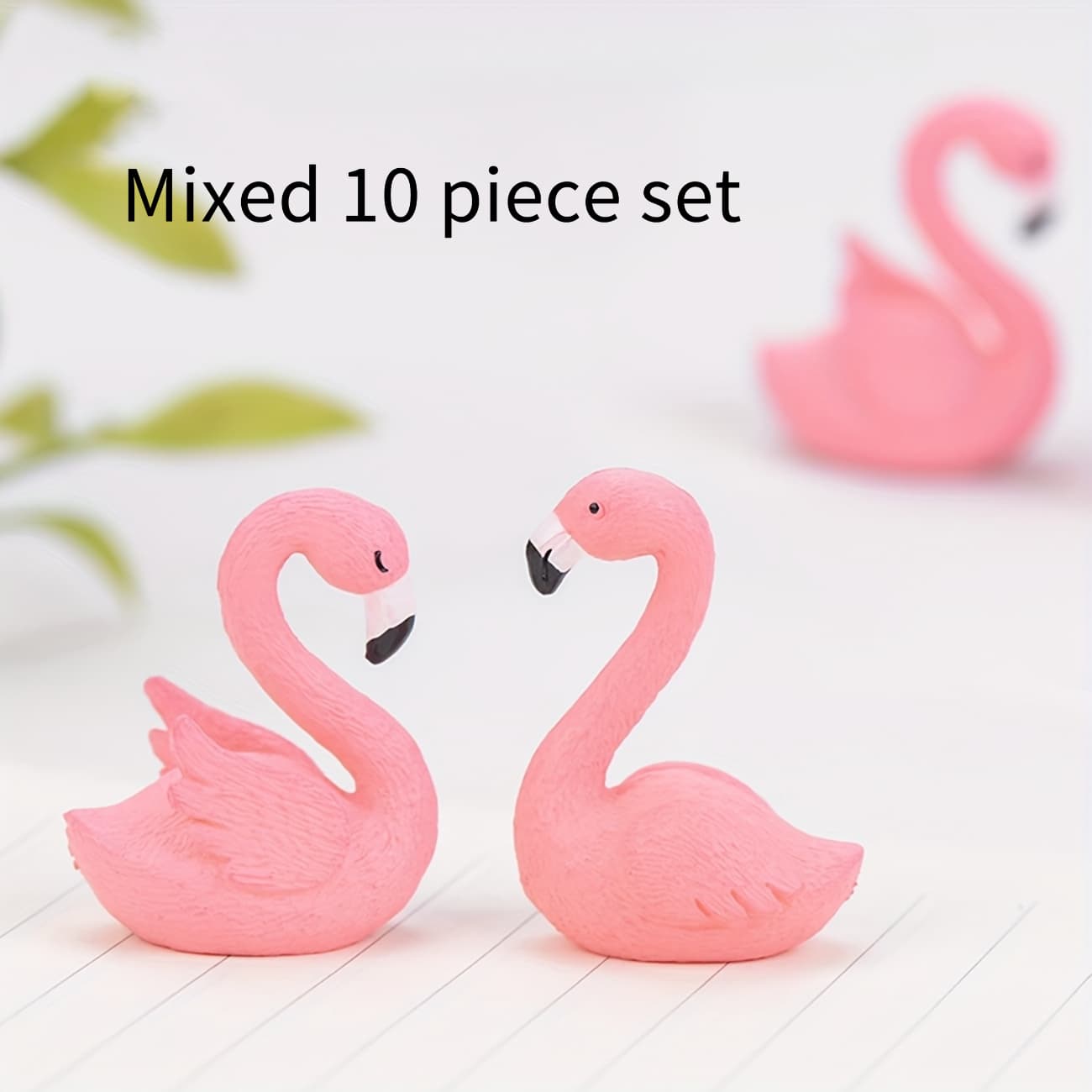 TEMU 10pcs Mini Flamingo Figurines - Realistic Resin Flamingo Statues, Suitable For Diy Fairy Gardens, Moss Landscapes, Plant Pot Decor & Craft - Indoor/outdoor Miniature For Terrariums &