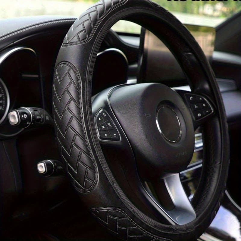 TEMU 4-season Breathable Steering Wheel Cover - Anti-slip Grip & Fit (14-15") | Premium Microfiber & Cooling Cars (black/red)