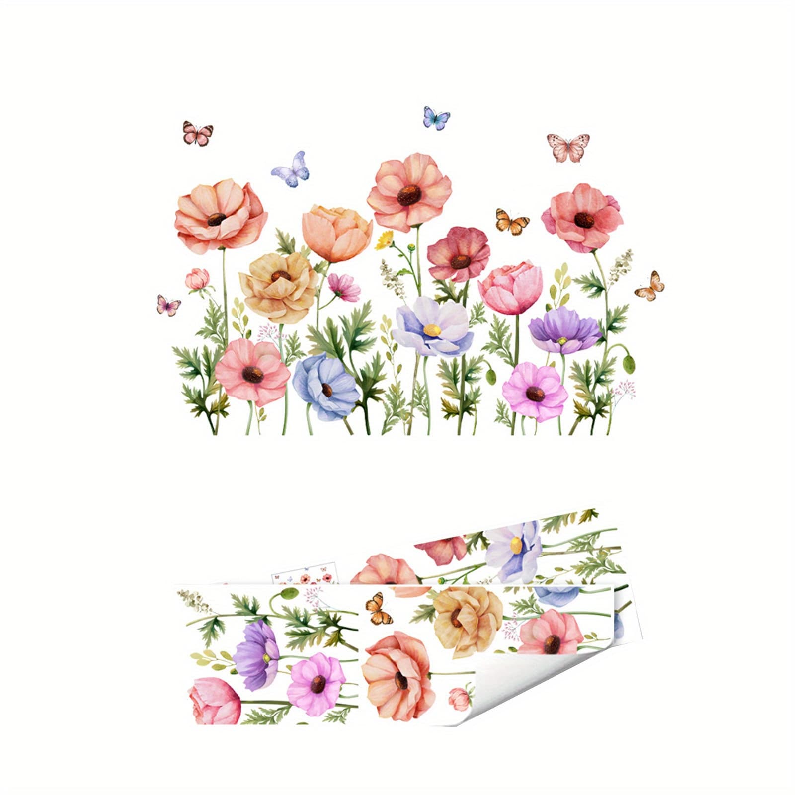 TEMU 2pcs Of Colorful Flower And Wall Stickers - Vibrant And Stick Stickers For Home Decoration, Detachable Murals, Murals With A Retro Style | Vibrant Murals | Easy To Apply, Decoration