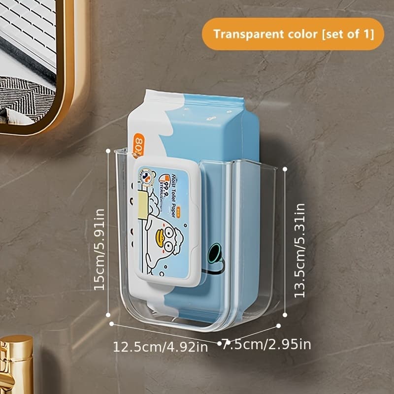 TEMU Wall-mounted Wet Tissue Dispenser, Self-adhesive Plastic Bracket, Large Opening, Strong Bearing Capacity, Suitable For Toilet Paper Storage Box
