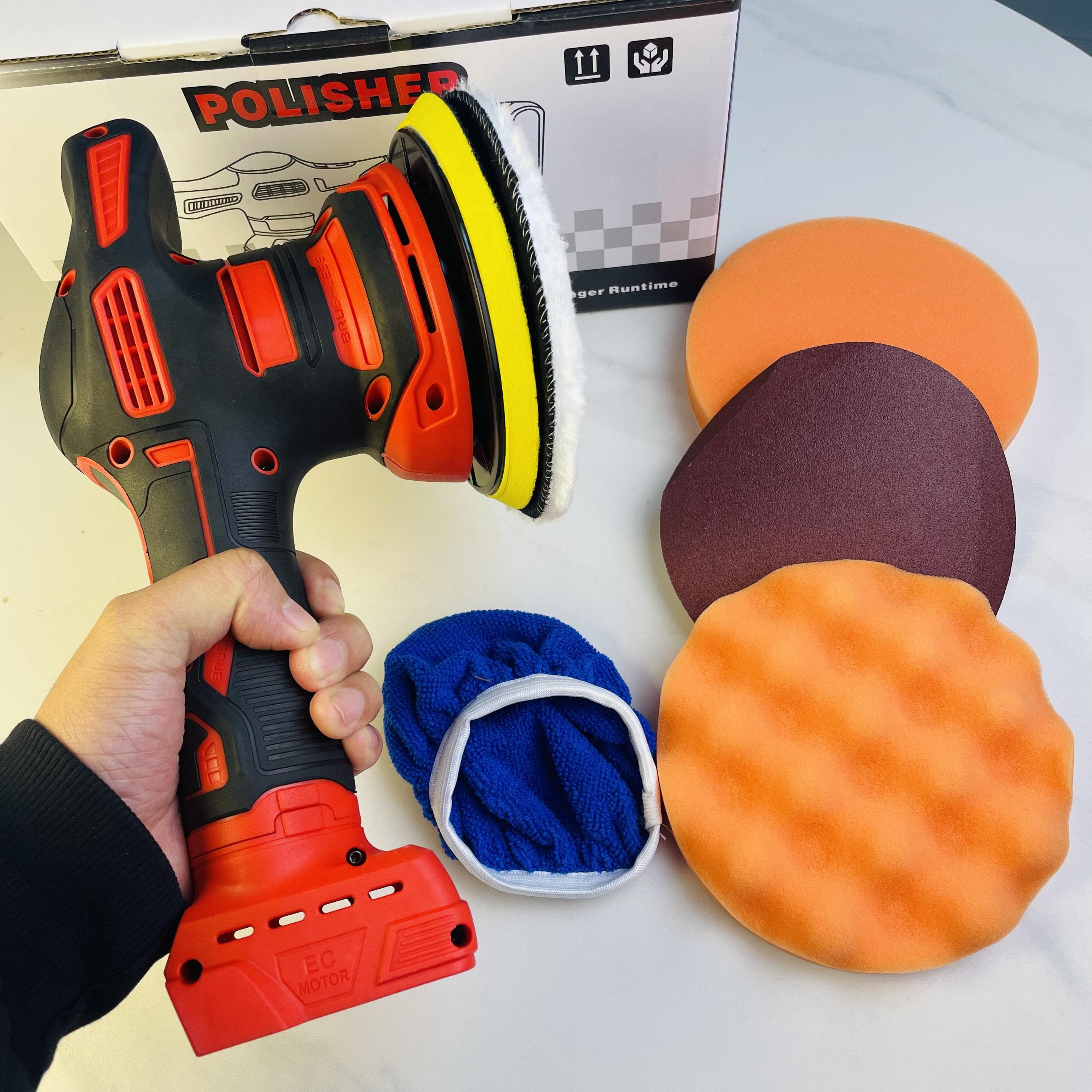 TEMU Portable 18v Cordless Car Polisher | High Speed Orbital Polisher Set, 8-speed Adjustable, Compatible With Battery, For Car Detailing, Polishing & Waxing (battery Not Included)