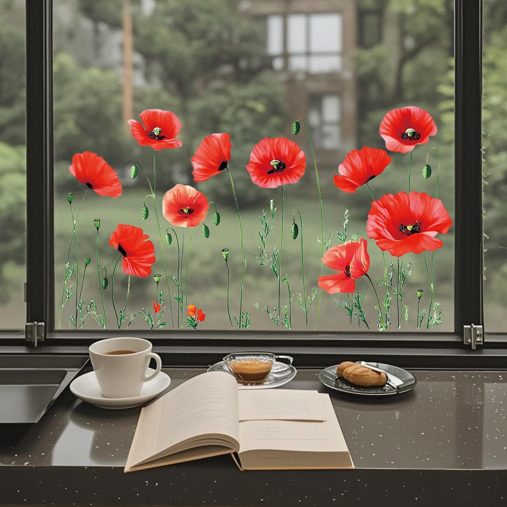 TEMU Creative Simulation Flower Glass Electrostatic Adhesive Home Decorative Window Display Wall