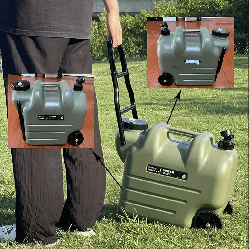 TEMU 7.4 Gallon Portable Water Tank With Wheels - Large Capacity Durable Pe Square Water Container, Suitable For Camping, Hiking & Picnics