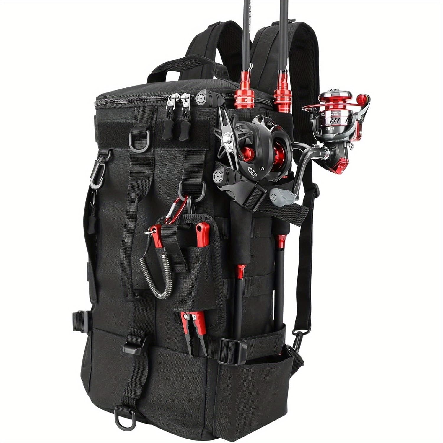TEMU Fishing Bag Sling Tackle Storage Backpack Dark Gear Bag Outdoor Lightweight Sports Backpack Multi Functional Plug In Rod Bag Large Capacity Backpack