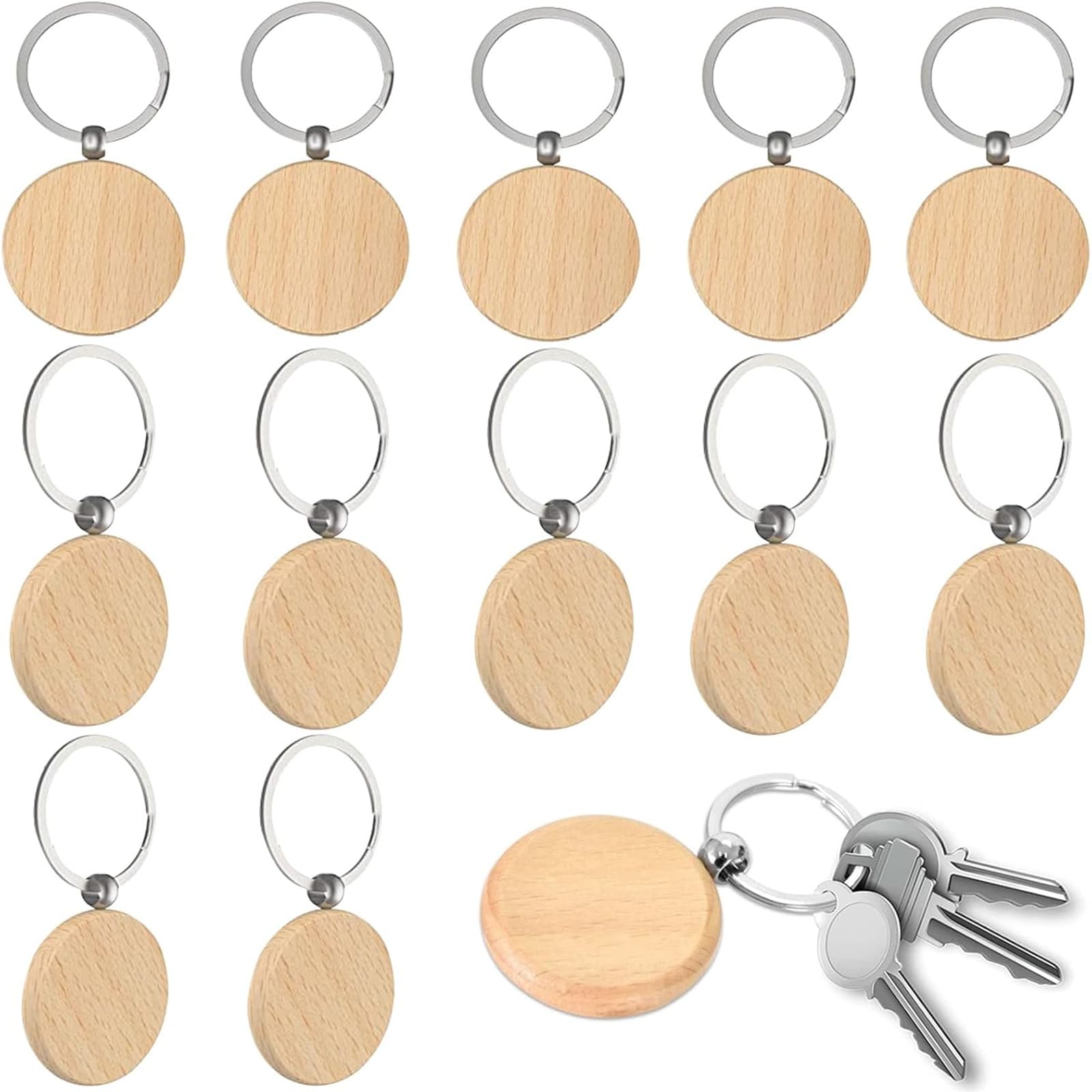 TEMU 60pcs Blank Wooden Key Chain Wood Keychain Key Ring Key Tags Or Best Gift Craft