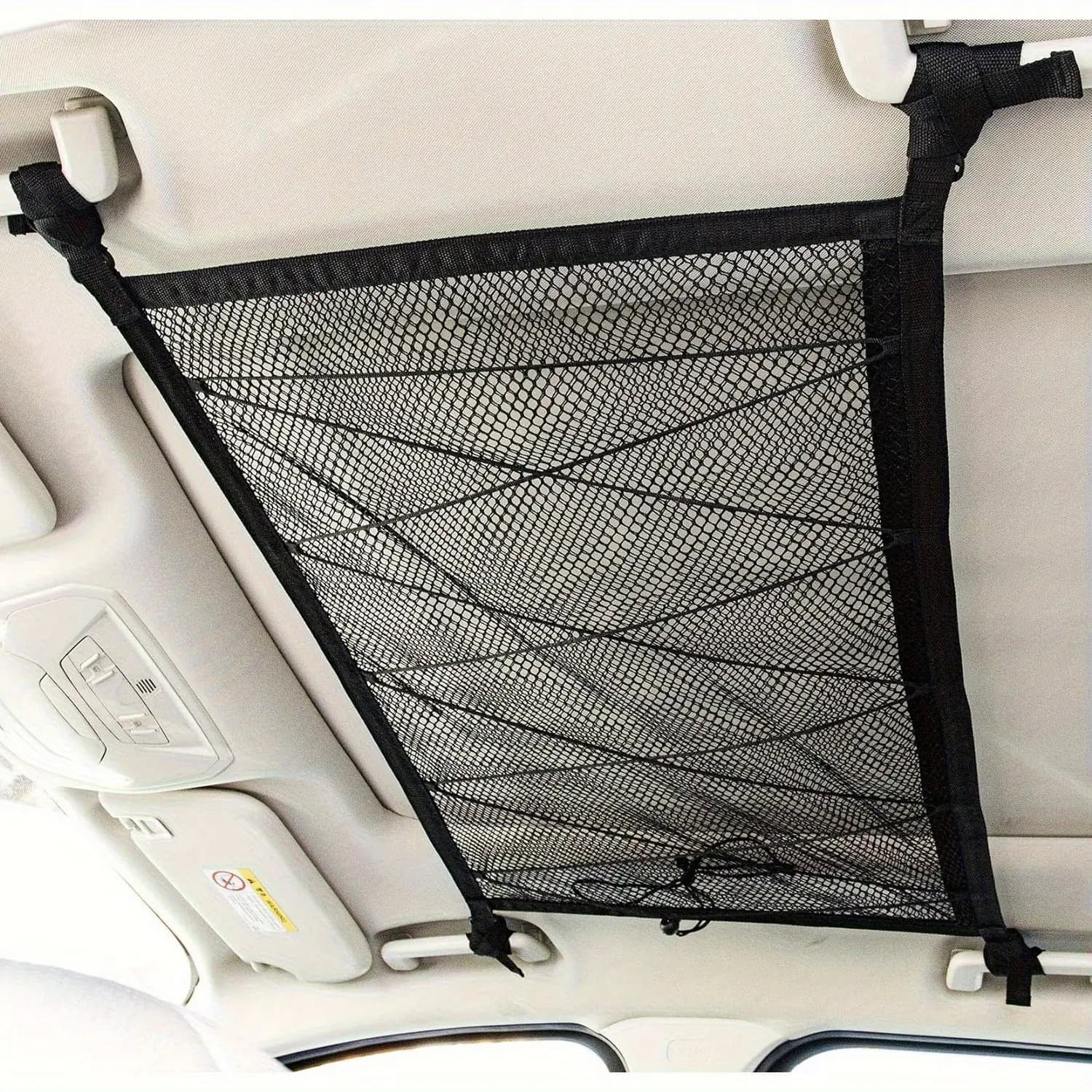 TEMU Adjustable Double-layer Mesh Roof Storage Bag- Suitable Suvs, Camping, And Cargo Trucks, Durable Material With Secure Straps, Roof Organizer