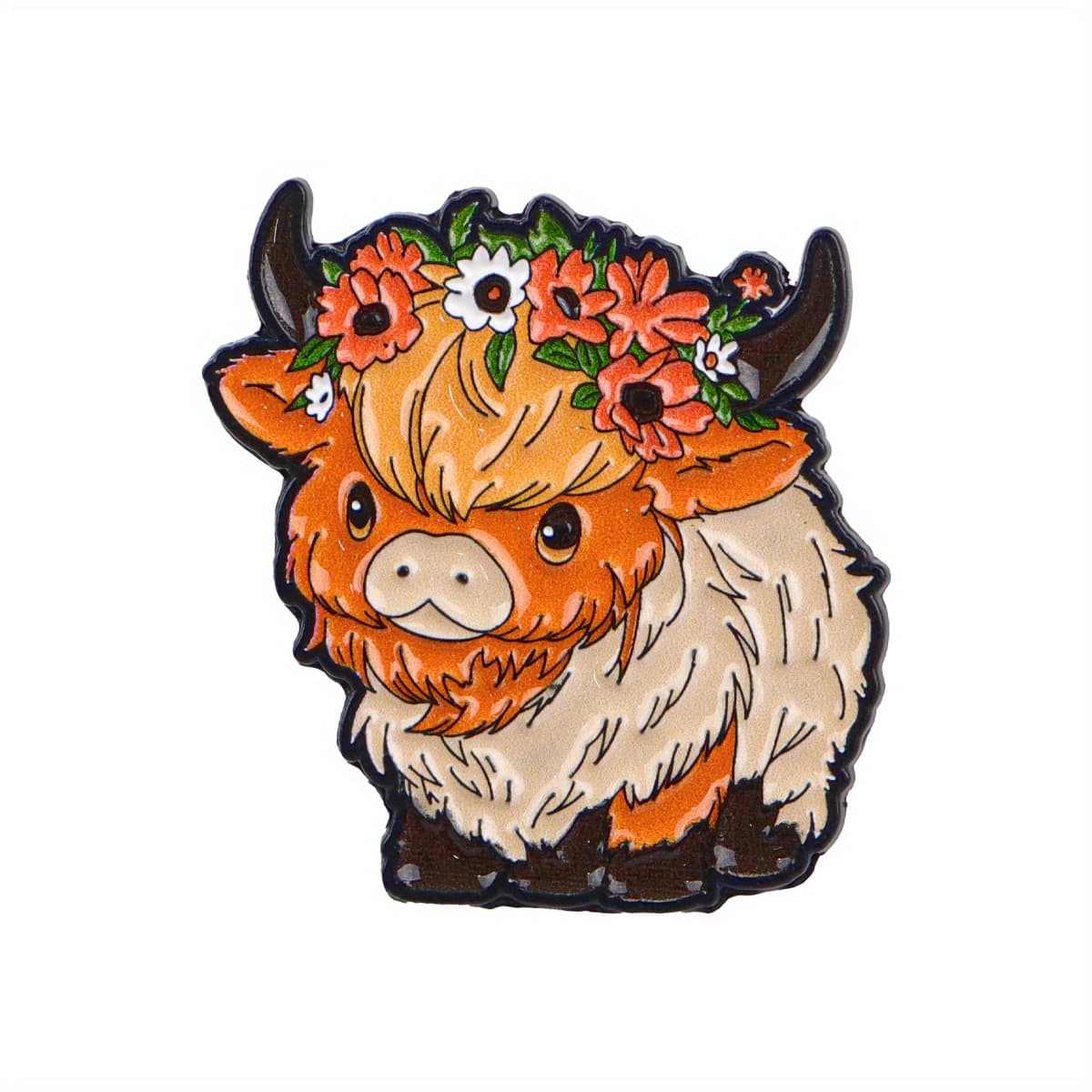 TEMU 1pc Highland Cow Enamel Pins Lapel Pins Badges Brooch For Clothes Backpack Accessories Decorative Jewelry Gifts