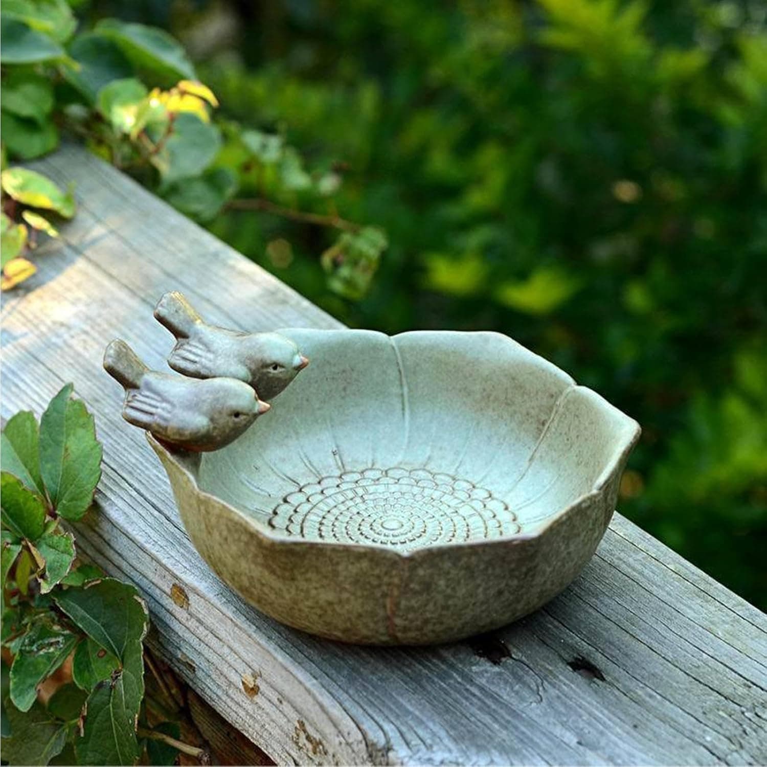 TEMU Ceramic Bird Bath For Outdoors, Ground And Tabletop Decor, Ground Feeders Bird Bath Feeding Bowl For Outdoors, Garden Deck, Balcony, Yard, Lawn
