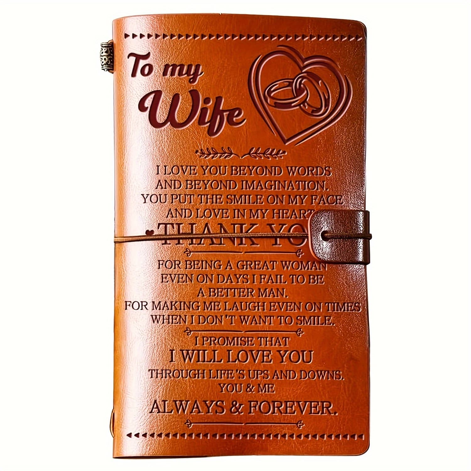 TEMU 1pc Gift From Husband To Wife, Artificial Leather Diary For My Wife, 140 Pages Refillable Writing Diary For Wife, Anniversary Wedding Christmas Gift From Husband To Wife, Romantic Gift For Her