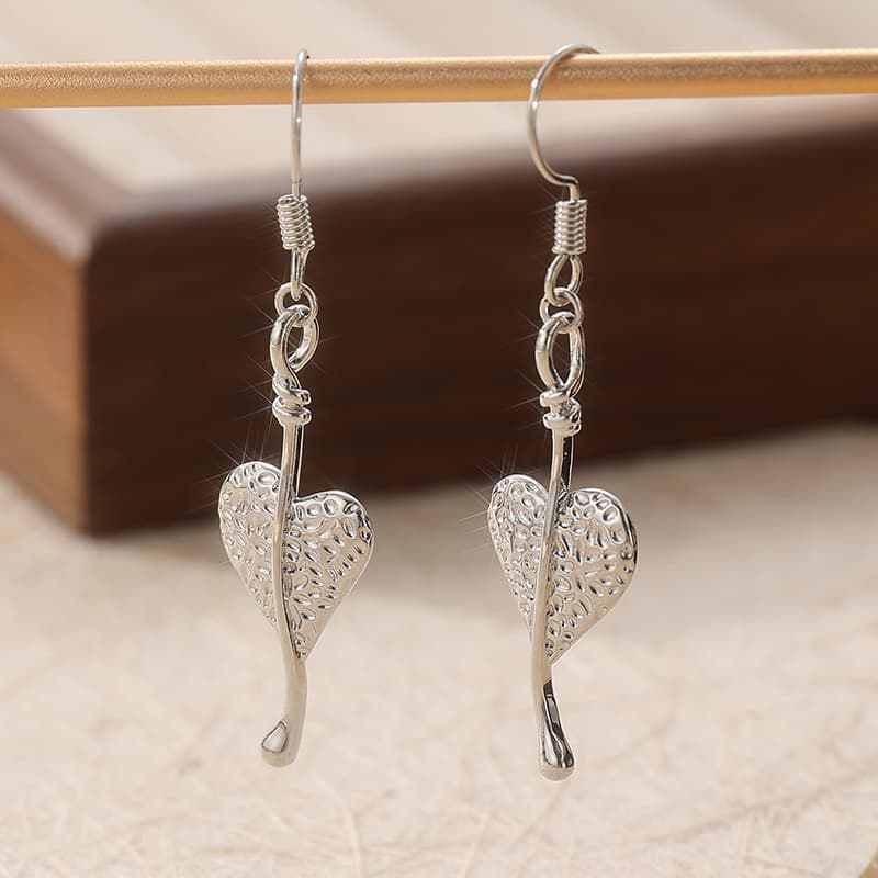 TEMU Carved Heart-shaped Irregular Plant Leaf Dangle Earrings, Bohemian Style Travel Party, For Daily Wear