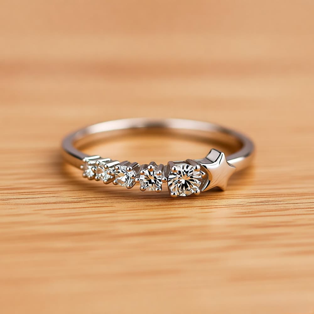 TEMU Cute Star 925 Sterling 5a 5a Zirconia Rings For Women
