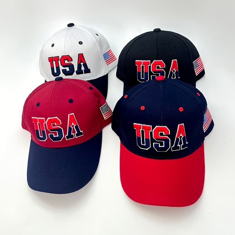 TEMU 4pcs American Flag Embroidered Caps- Adjustable Lightweight Dad Hats For Men And Women, Patriotic Red White And Design, Style, For Day Or Daily Wear, Festive Headwear