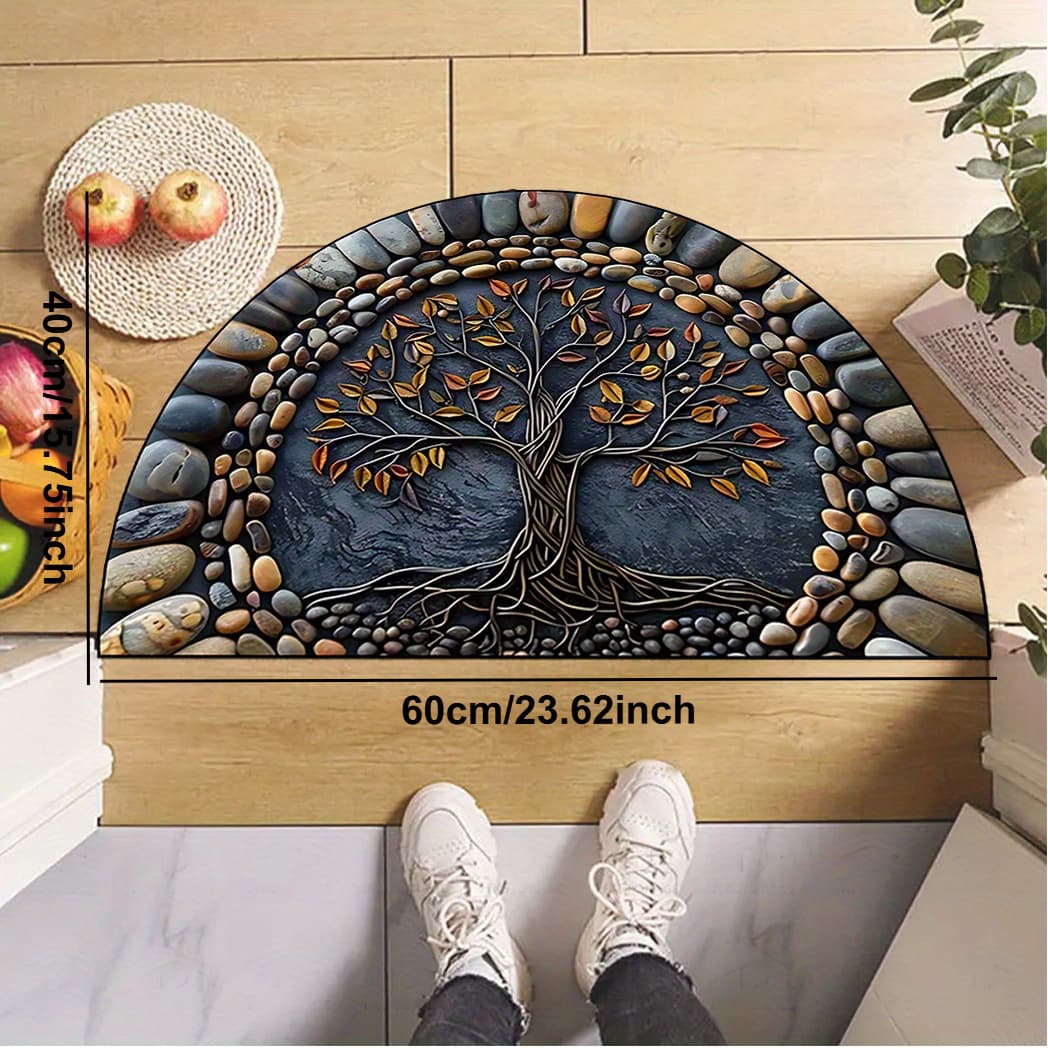 TEMU 1pc Tree Of Life Welcome Mat - Washable, Non-slip With Silicone Backing, Suitable For Porch/living Room/bedroom/office And Outdoor Decor