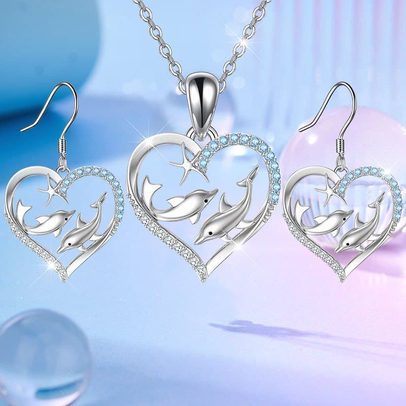 TEMU 3pcs Luxurious Fashionable Minimalist Dolphin Sparkling Earrings Necklaces Party Commemorative Jewelry Exquisite Christmas And Birthday Gifts, Best For Christmas