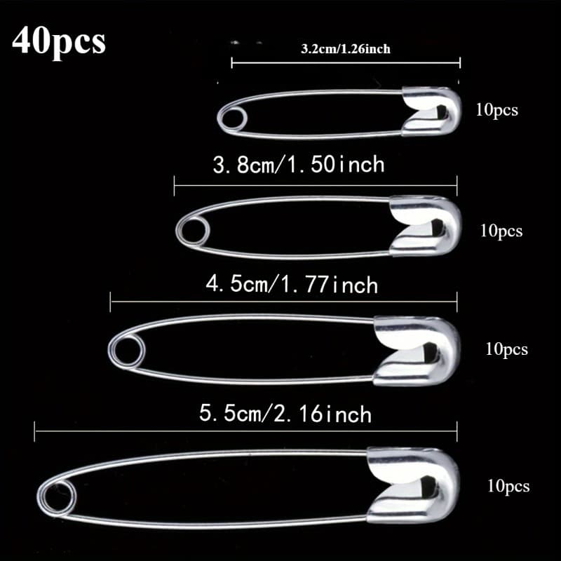 TEMU 40pcs Safety Metal Pins For Clothes, Hanging Tags, Waist Slimming Pins