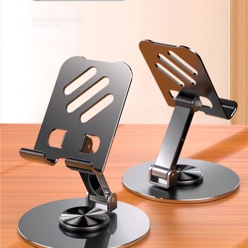 TEMU 360 Degree Rotating Aluminum Alloy Phone Stand - Portable Folding Desktop Stand, Suitable For All Smartphones And Tablets, Ideal For 17 Day Holiday Office Accessories