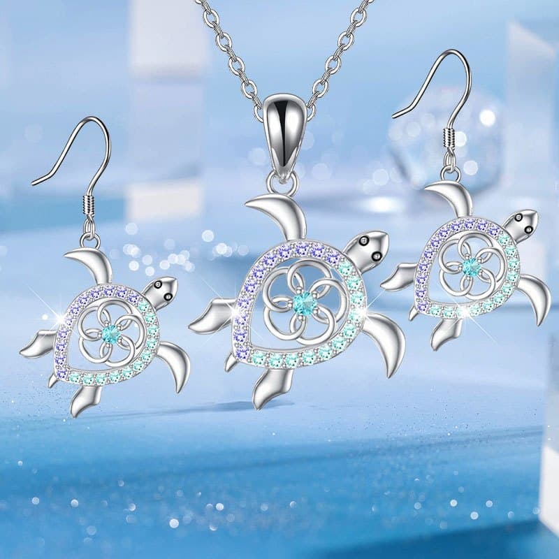 TEMU 3pcs Turtle Shining Simple Earrings Necklace New Commemorative Jewelry Exquisite Christmas Birthday Gift