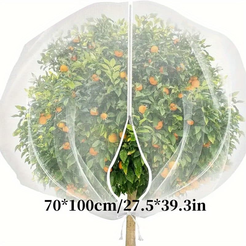 TEMU Pe Material Fruit Tree Protective Net Bags With Zipper And Drawstring - Bird, Pest, And Deer Barrier Mesh Cover For Trees And Blueberry Bushes - Insect And Cicada Protection Nets