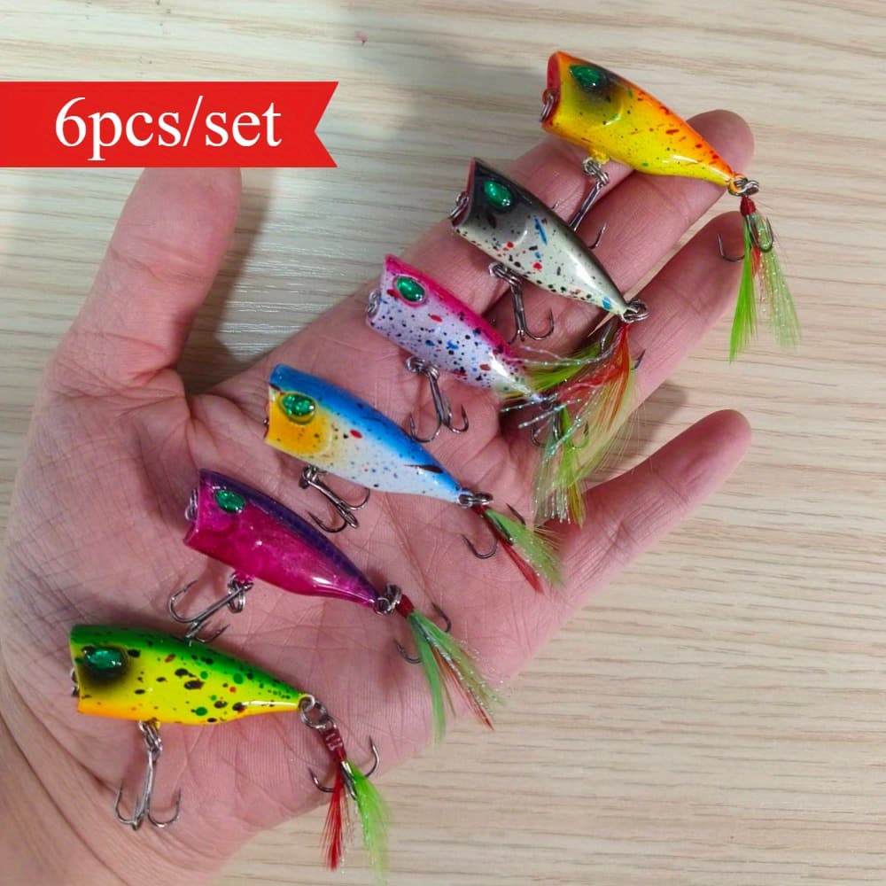 TEMU 6pcs/ Set Small Crankbaits Lures 4.3cm/ 4g Mini Popper Lure