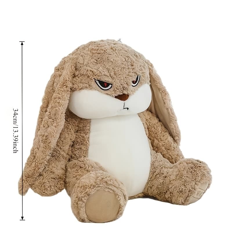 TEMU Contrasting Cute Aggressive Plush Face Pulling Rabbit Toy, Suitable For Dogs And Cats, Stuffed Animal With Vivid Eyes And Fluffy Ears, Comfortable Companion For Cats, Without Battery