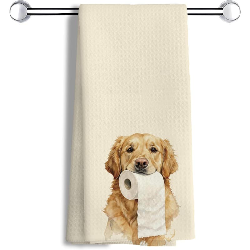 TEMU 1pc 18x26 Inch Funny Golden For Women Men Bathroom Hand Towels Golden Retriever Dog Bathroom Kitchen Decor, Dog Gifts For Women Men, Reusable Dishcloths And Kitchen Towels