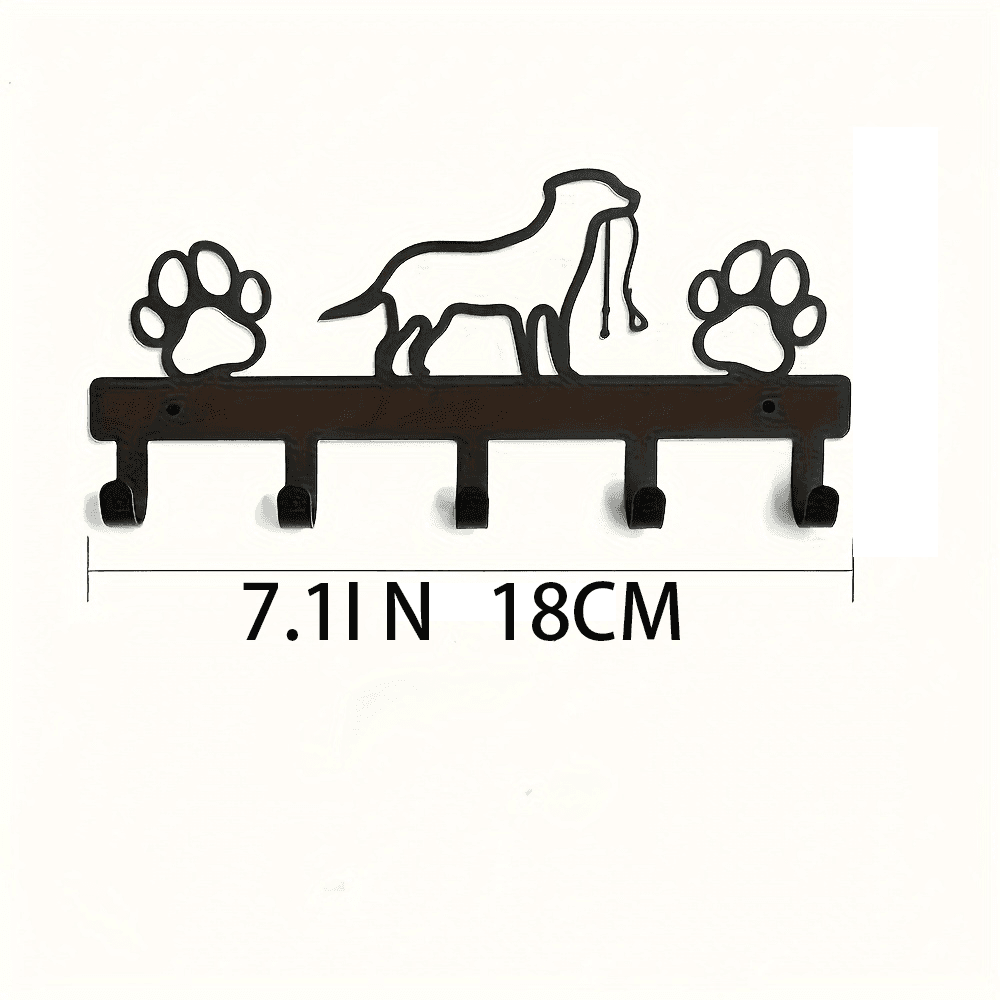 TEMU Multi-functional Wrought Key Hook, Pet Dog Coat Hanger, Collar With 5 Hooks, Leash Wall-mounted Organizer Rack