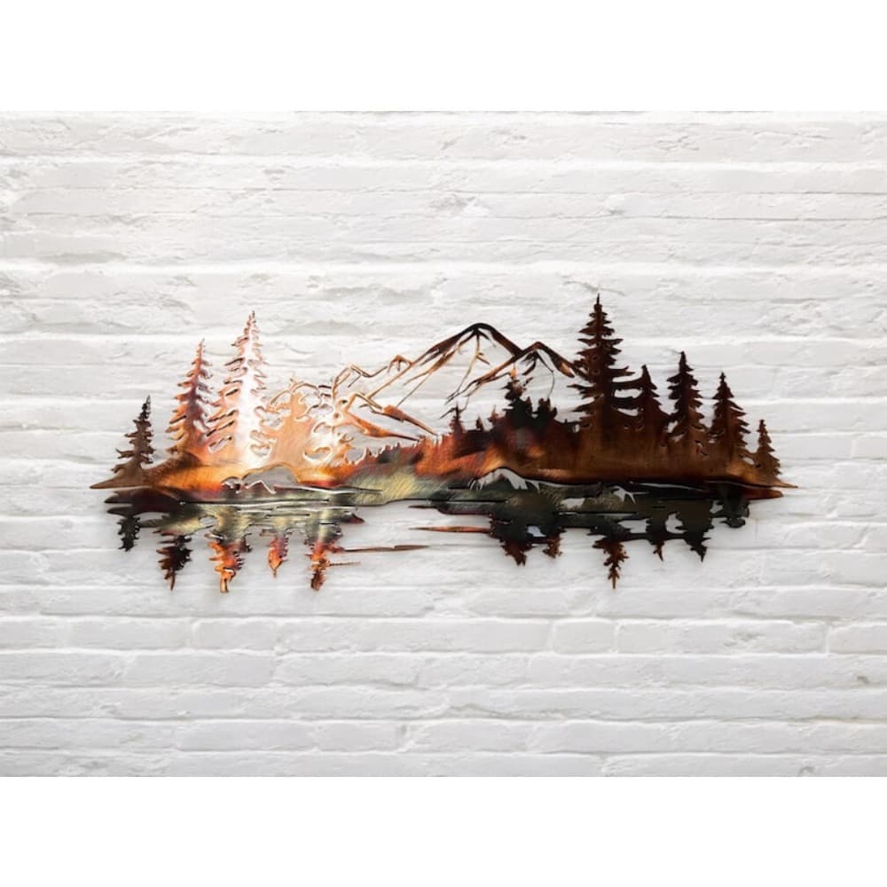 TEMU Copper Plated Mountain Metal Wall Art