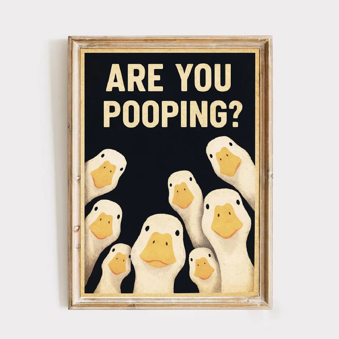 TEMU 1pc, Wall Art, Vintage Poster, Funny Goose Art Print, "are You Pooping?" Canvas Painting, Living Room Decor, Bedroom Aesthetic Design, Gift For , Housewarming Gift, Unframed