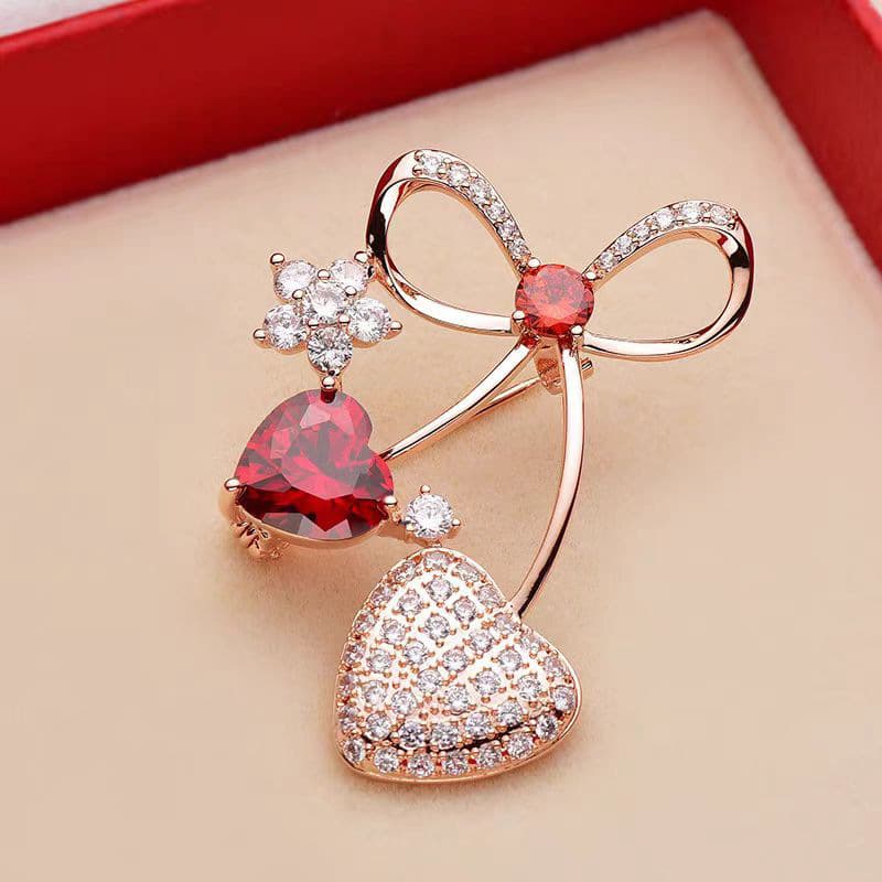 TEMU A Heart-shaped Bow Brooch That Effortlessly Enhances Outfit Details, Perfect For Daily Commutes, Dates, And , Suitable For Styles To Overall