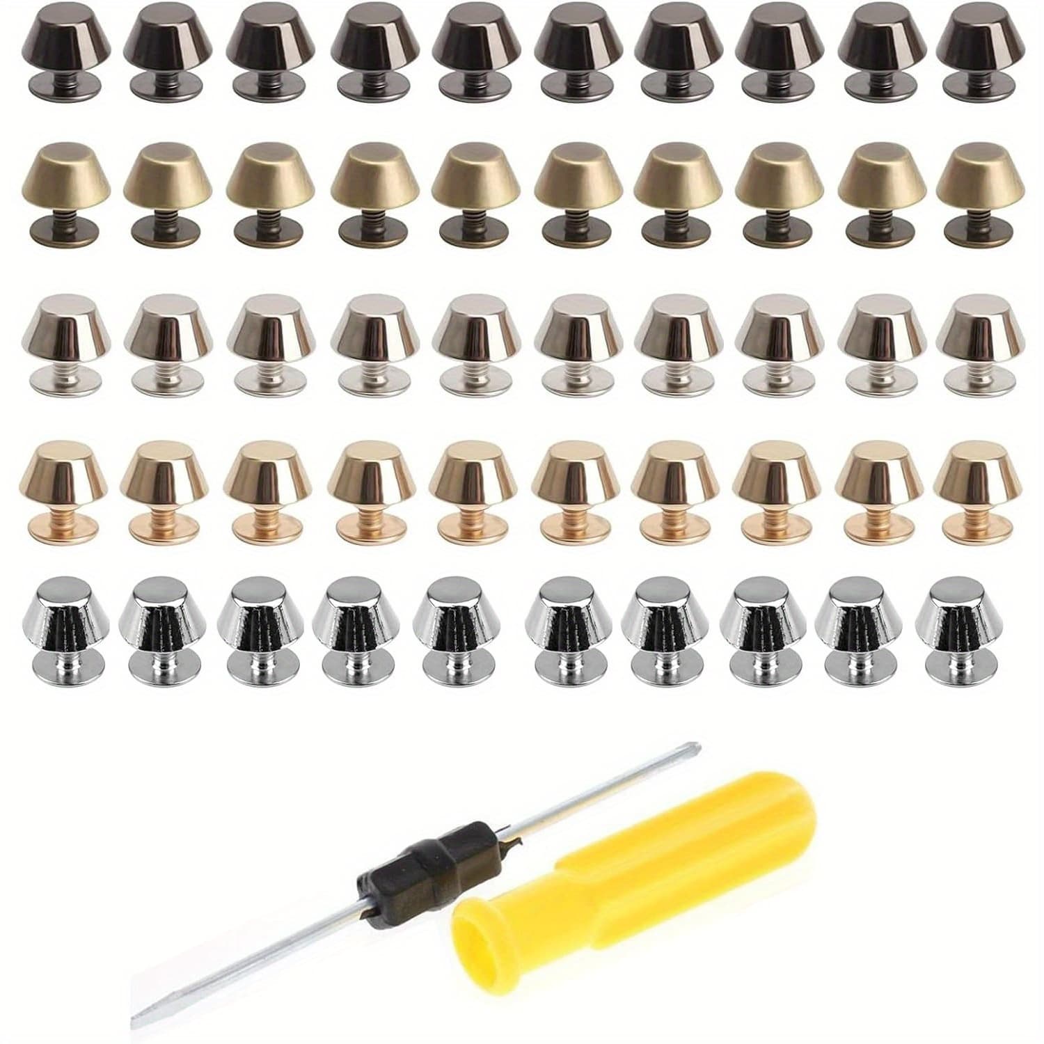 TEMU 50pcs Bag Feet, Flat Alloy Rivets For Leather, 5 Colors Handbag Feet, Mushroom Leather Rivet, For Purse Handbag Luggage Bag Bottom