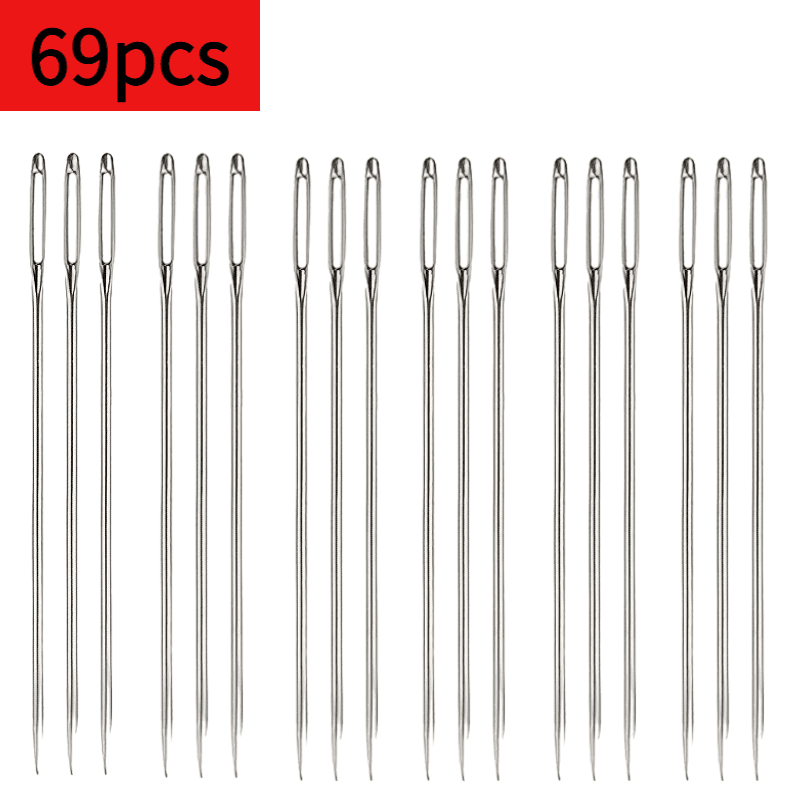 TEMU 69 Large- Hand Sewing Needles With Oversized , Suitable For Cross-, Synthetic Leather, Thick Yarn, And Sweaters—special Thick Embroidery Needles For Hand Knitters (compatible With Materials)